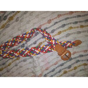 Pride Woven belt with leather trim
